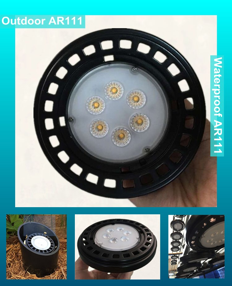 Luz LED Personalizada Cinza Preto Branco AR111 Foco 3 CCT 3 Potência Selecionável Paisagístico 15W 18W 100-240V Dimerizável IP65 À Prova D'Água AR111 Es111 Lâmpada