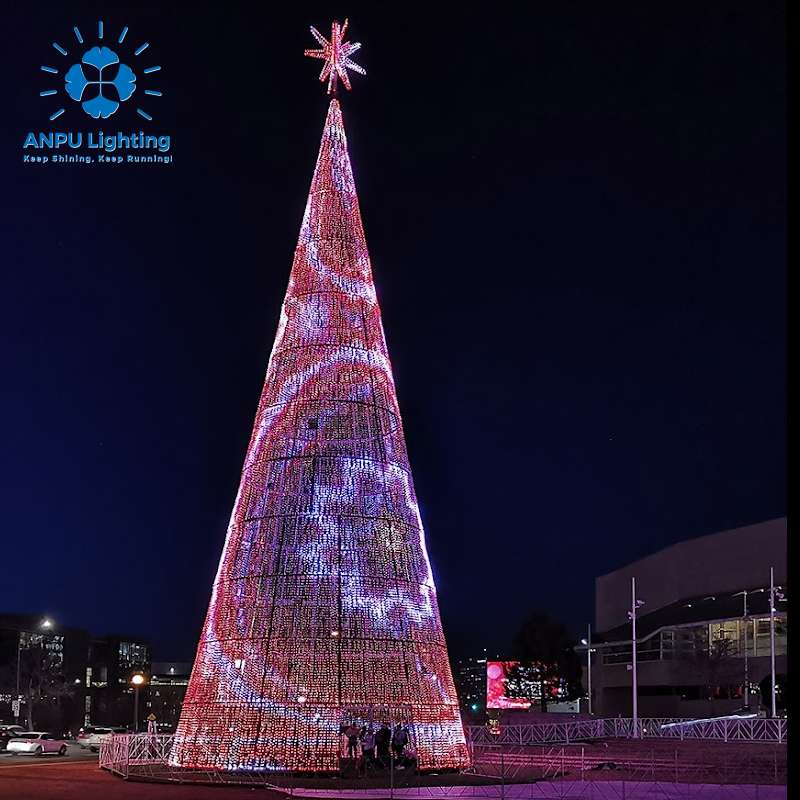 Árvore de Natal Gigante de LED RGB Anpu para Iluminação Comercial ao Ar Livre