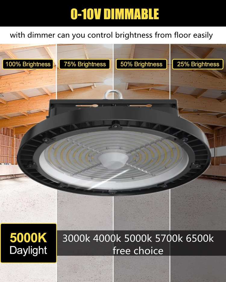 Fornecedor de Alta Baía LED 150LMW 400W 500 Watt 600W Tipo Redondo Quadrado Vidro SKD Luminária LED com Difusor Luz de Teto Alta Selecionável CCT Luminária de Cúpula