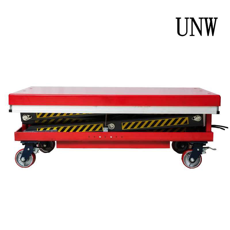 1ton Mobile Scissor Lift Table Manual Hydraulic Table Lifter with Wheels