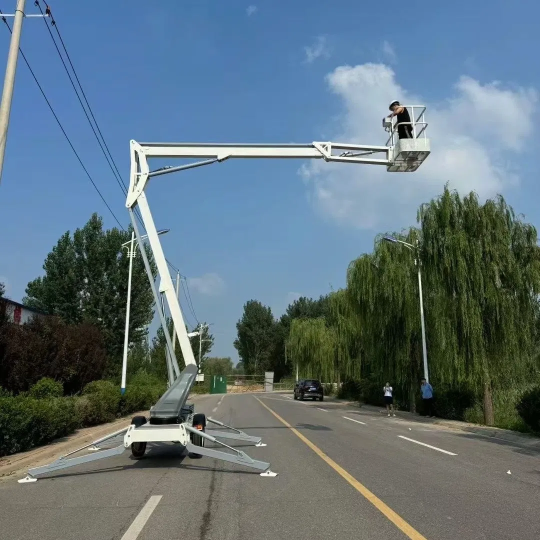 8-24m Towable Articulated Boom Lift, Hydraulic Mobile Cherry Picker for Aerial Work