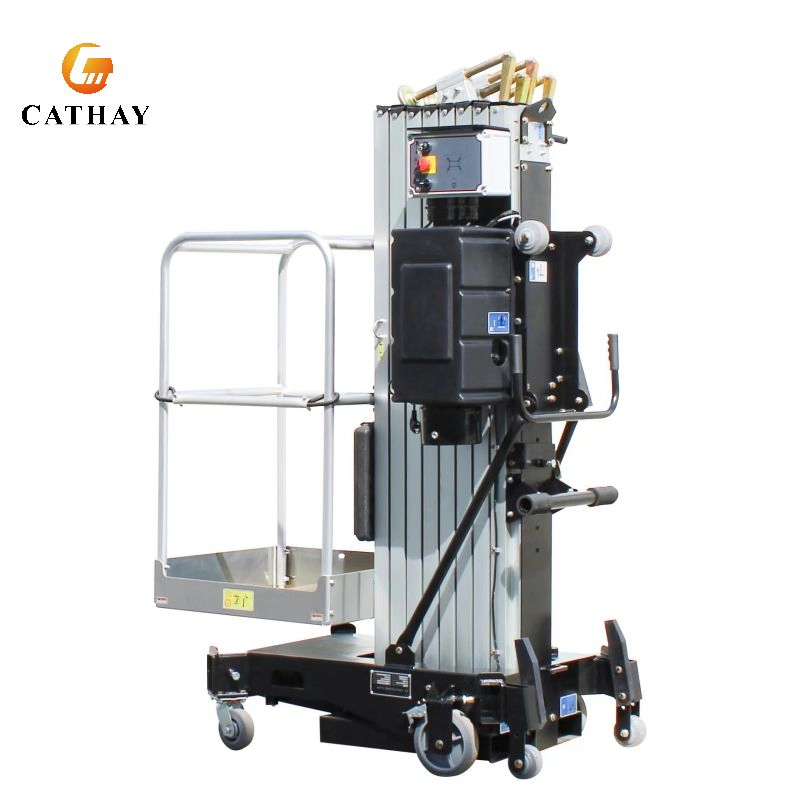 EU USA 5m 8m 10m Electric Small Aerial Working Platform Awp Single Genie One Man Vertical Mast Lift