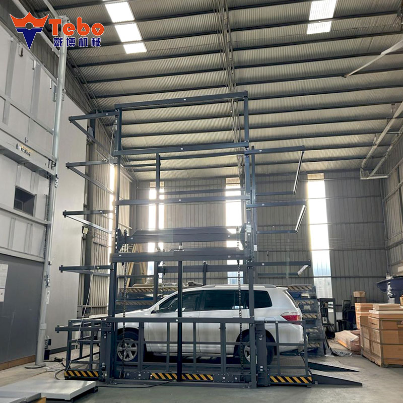 Automotive Vertical Pitless Parking Elevator Platform 4t Four Post Hydraulic Guide Rail Car Lift