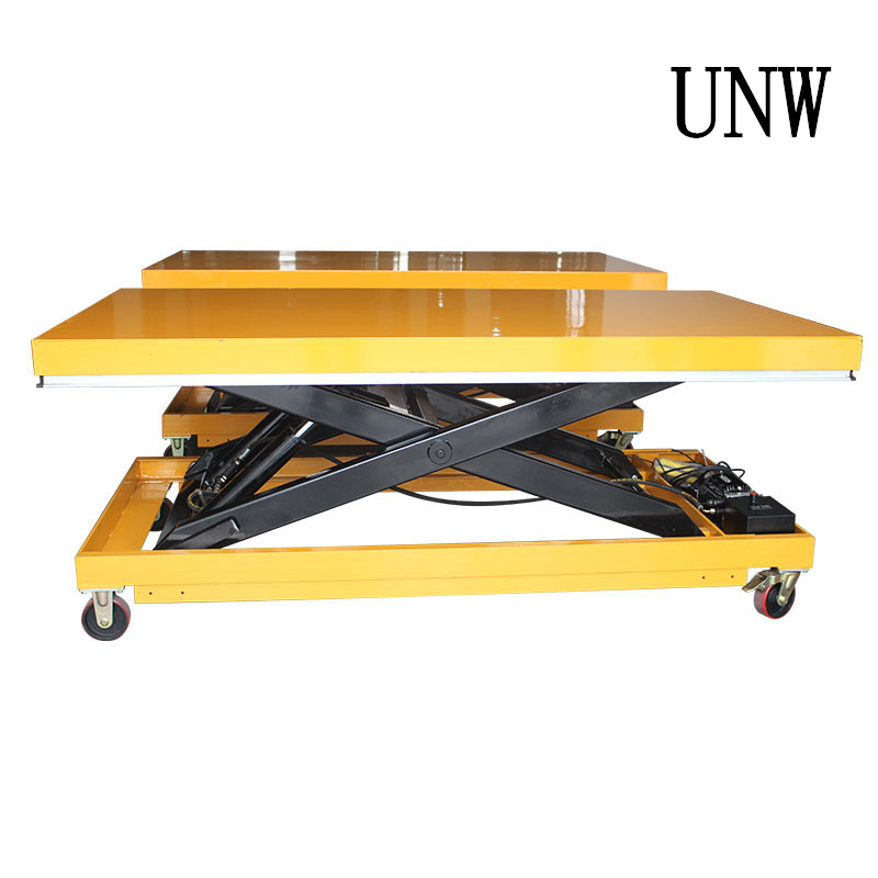 1ton Mobile Scissor Lift Table Manual Hydraulic Table Lifter with Wheels