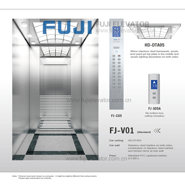 FUJI Customized Circle Type Panoramic Passenger Elevator Lift for Home House Lift