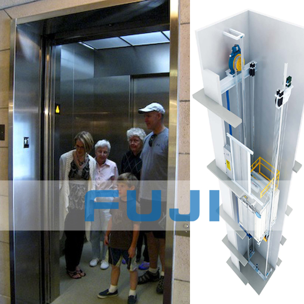 FUJI Passenger Elevator Lift with 304 Hairline Stainless Steel Cabin and Doors