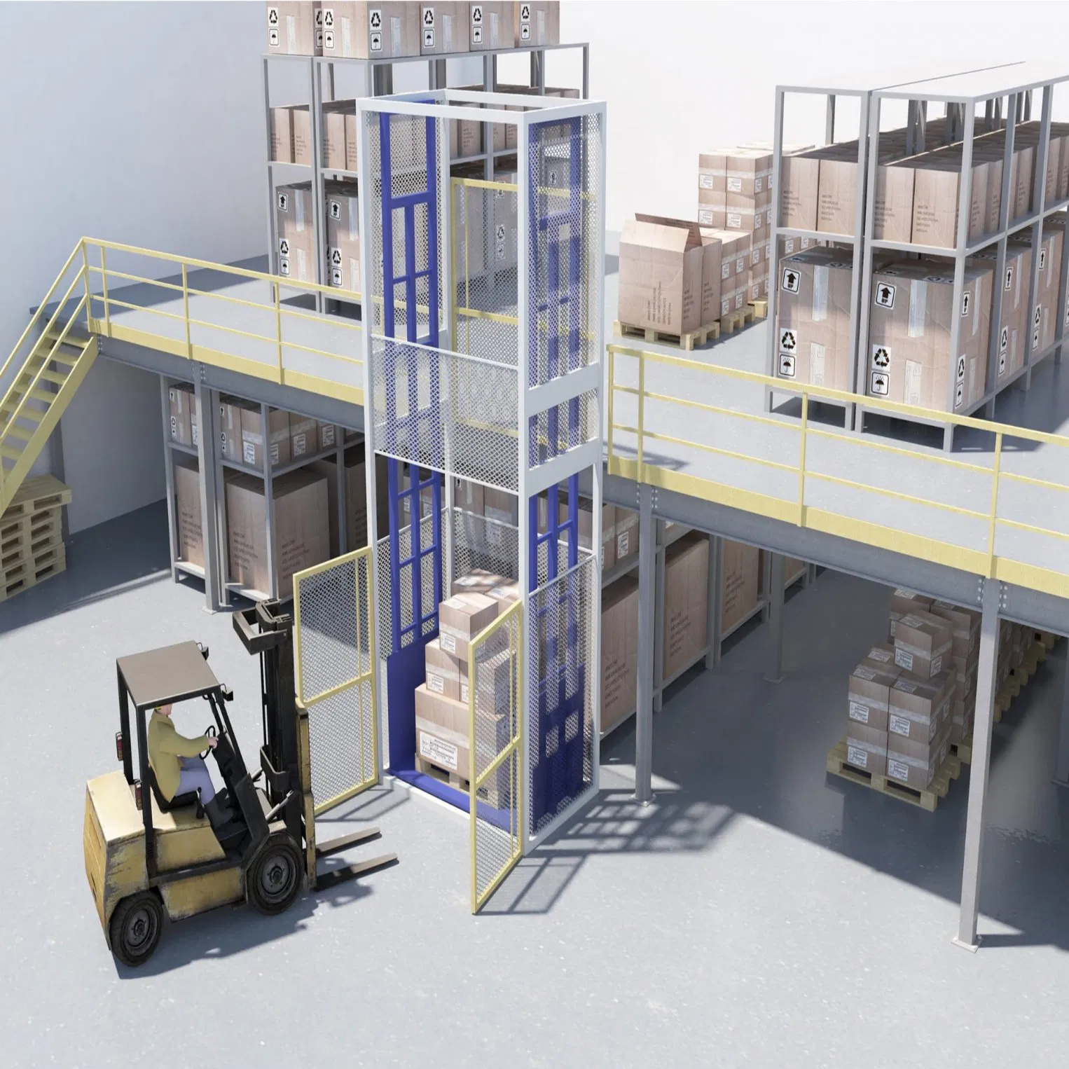 CE Approved Guide Rail Freight Elevator 3 Ton Heavy Duty Hydraulic Cargo Lift for Mezzanine