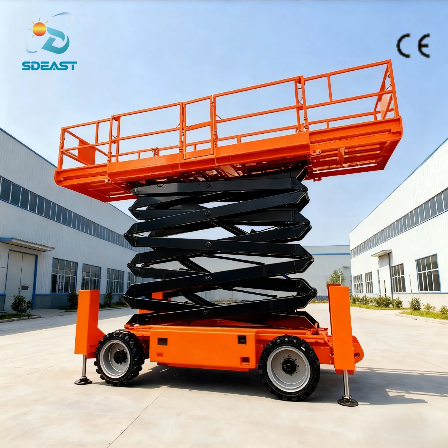Factory Direct Sales off Road Scissor Lift Lifting Heights 10m 12m 14m 16m 18m High Power Output Ideal for Construction Sites Muddy Uneven Terrains