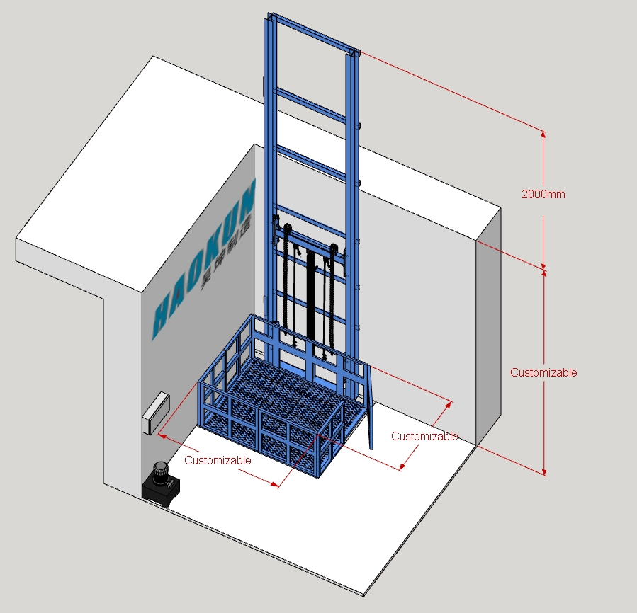 Customized 2ton 3ton Hydraulic Goods Elevator Platform 5m-20m Vertical Cargo Lift for Wahouse Use