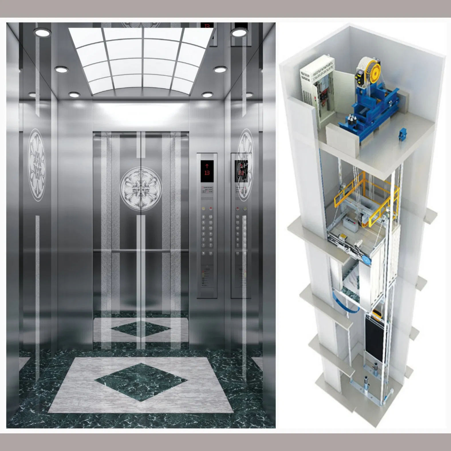 Large Space Ambulance Stretcher Lift 1600kg for Patient Medical Passenger Elevators 1.5m/S