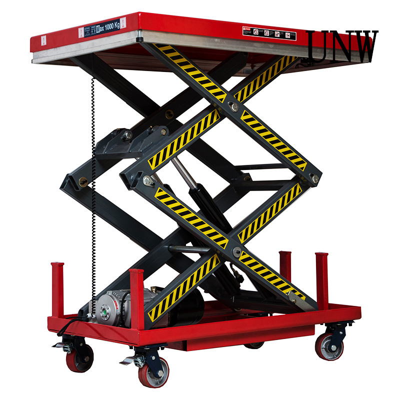1ton Mobile Scissor Lift Table Manual Hydraulic Table Lifter with Wheels