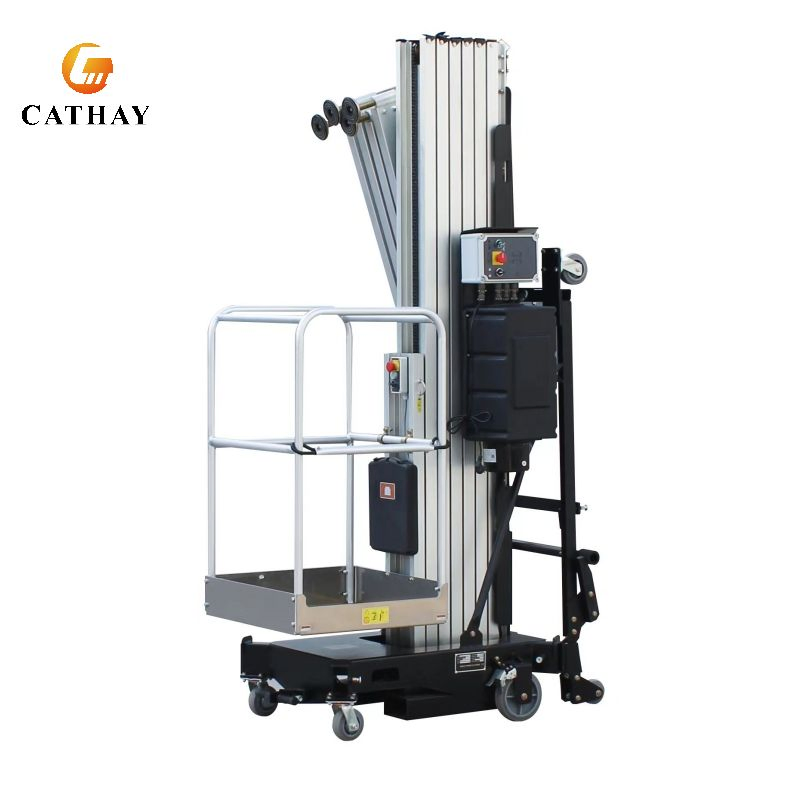 EU USA 5m 8m 10m Electric Small Aerial Working Platform Awp Single Genie One Man Vertical Mast Lift