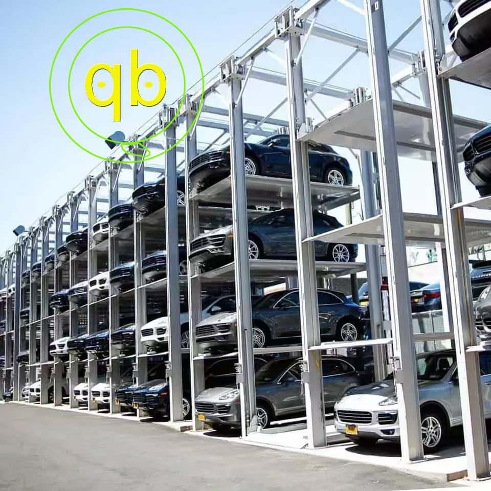 Four 4-Post 4-Level Floor Quad Stacker Decker Vertical Car Parking Lift System Mechanical Vertical Vehicle SUV Garage Equipment Platform Hoist Device