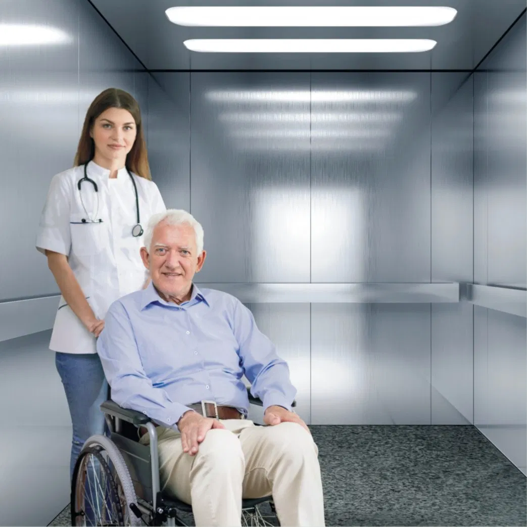 Large Space Ambulance Stretcher Lift 1600kg for Patient Medical Passenger Elevators 1.5m/S