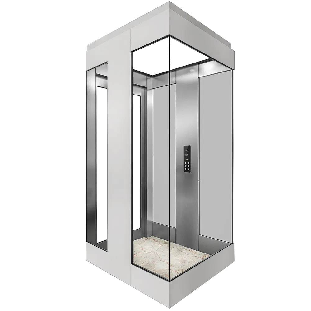 OEM Panoramic Cheap Residential Gearless LED Glass Mirror Sightseeing Elevator Lift