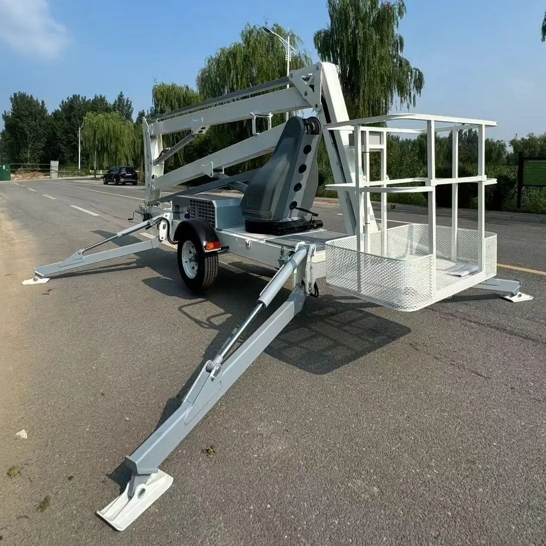 8-24m Towable Articulated Boom Lift, Hydraulic Mobile Cherry Picker for Aerial Work