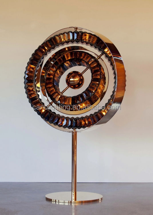 Modern Gold Luxury Bedside Wheel Crystal Table Lamp for Hotel Restaurant Home