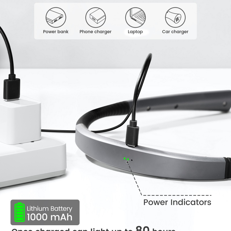 Upgraded Dimmable Brightness Adjustable Type-C USB Rechargeable Flexible LED Neck Reading Light