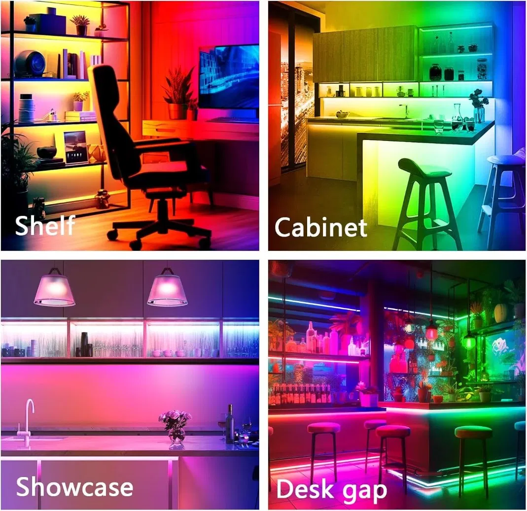Smart RGB Tuya APP-Controlled Cabinet Light Set with Adapters
