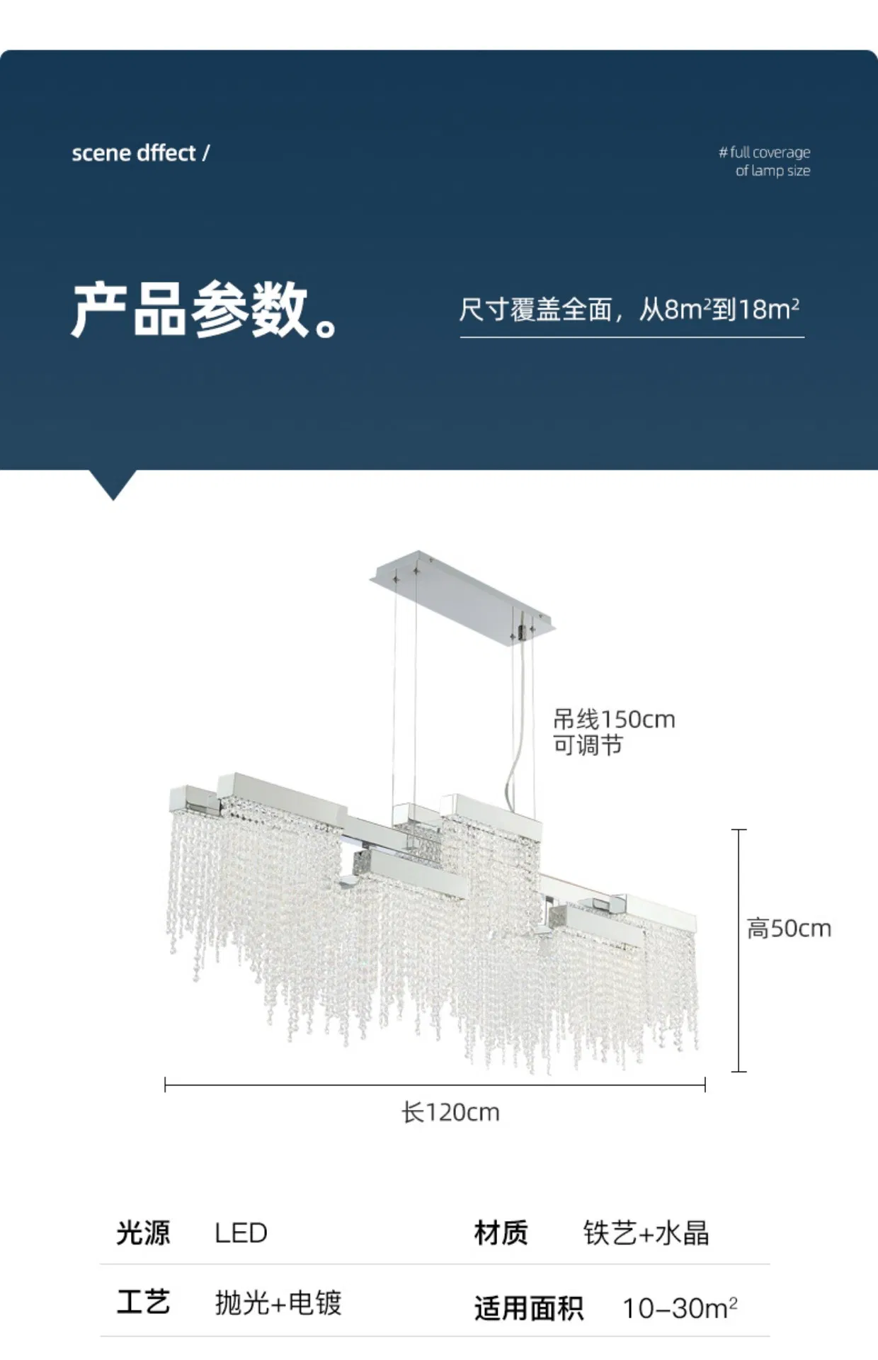 Luxury Crystal Chandelier Restaurant Table Lamp Bar Fashiona Household Long Lamp