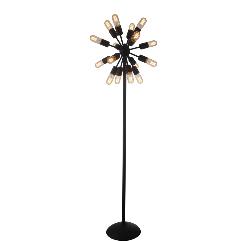 Retro Industrial Floor Lamp of Wrought Iron Light for Dining-Room Living Room Used Multi-Bulbs Matt Black E27 Floor Lamp