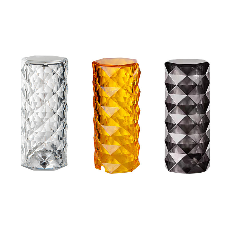 Bar Decoration Creative Atmosphere Table Lamp Luxury Rechargeable Acrylic Crystal Diamond Transparent Shade Lighting USB RGB LED Lamps for Bedroom Party Light