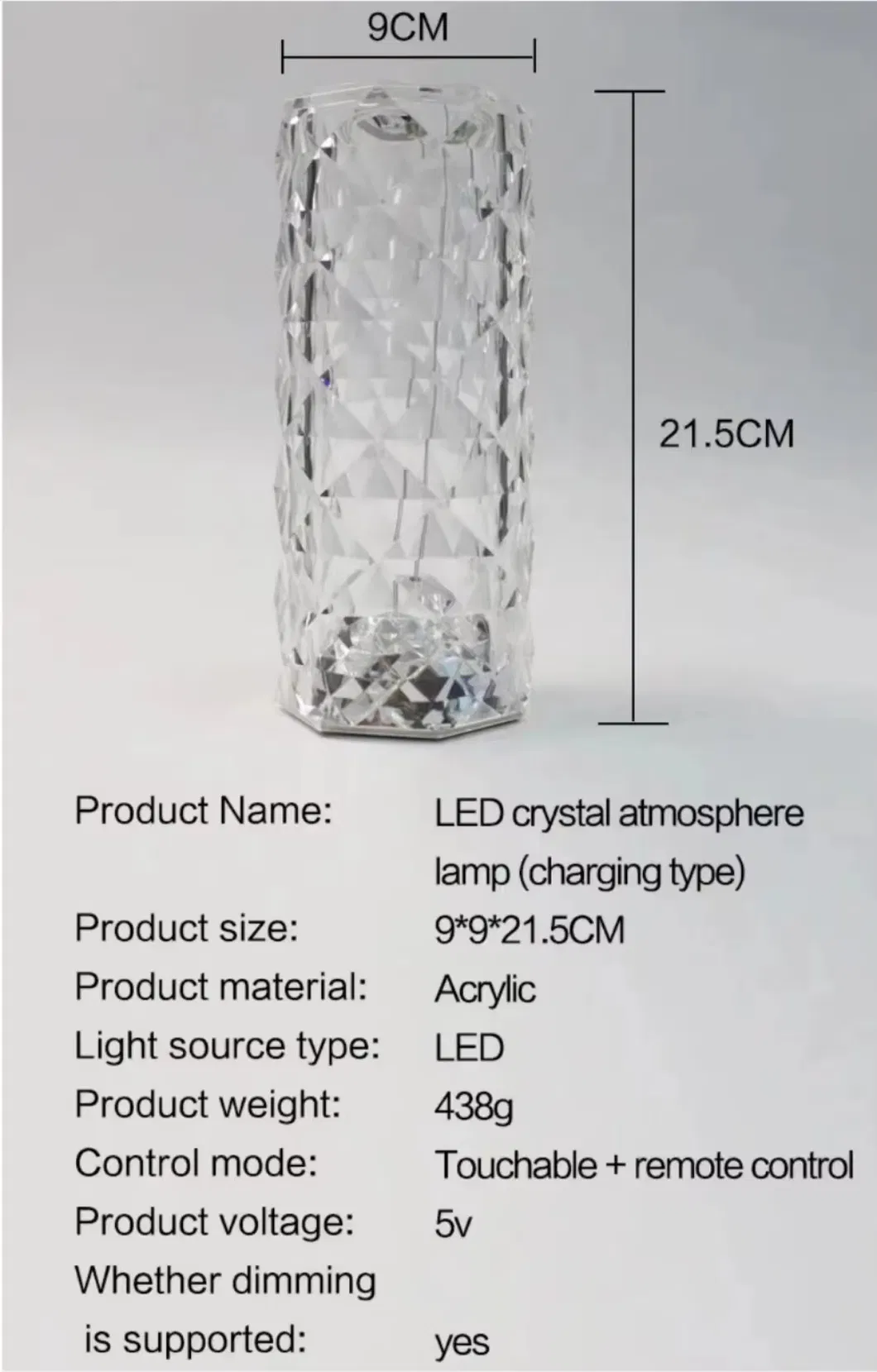 Crystal LED Table Lamp Details