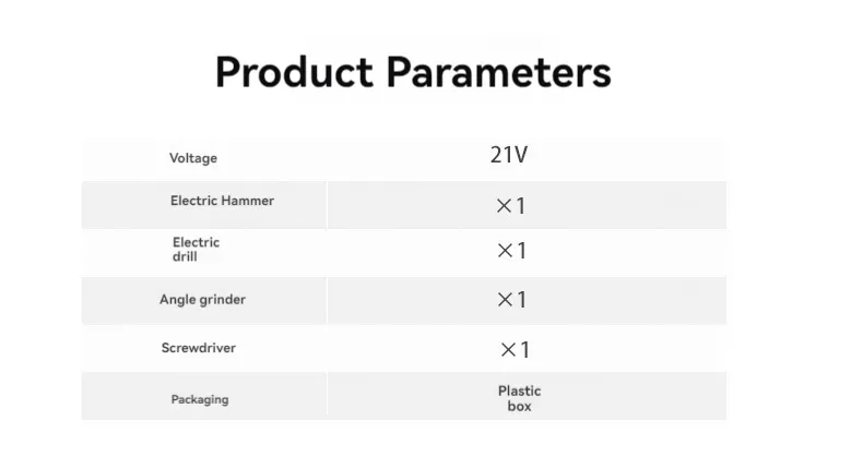 Specifications Chart