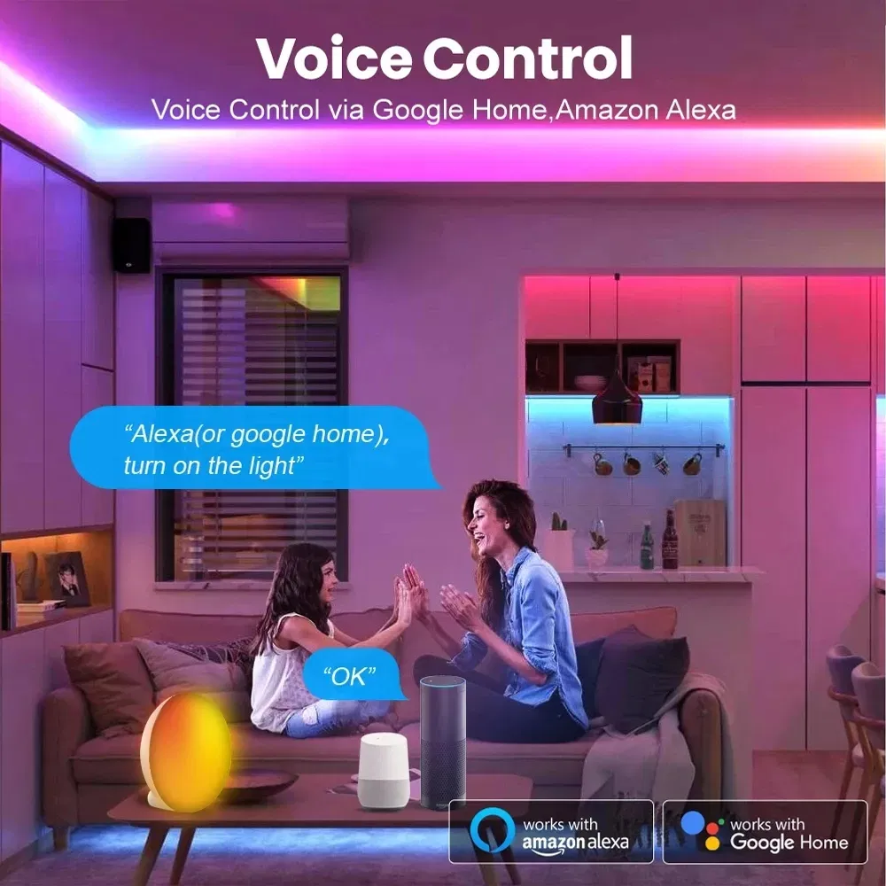 Tuya WiFi Smart Table Lamp Bedside Atmosphere Sunset Floor Night Light for Home Christmas Party Decor