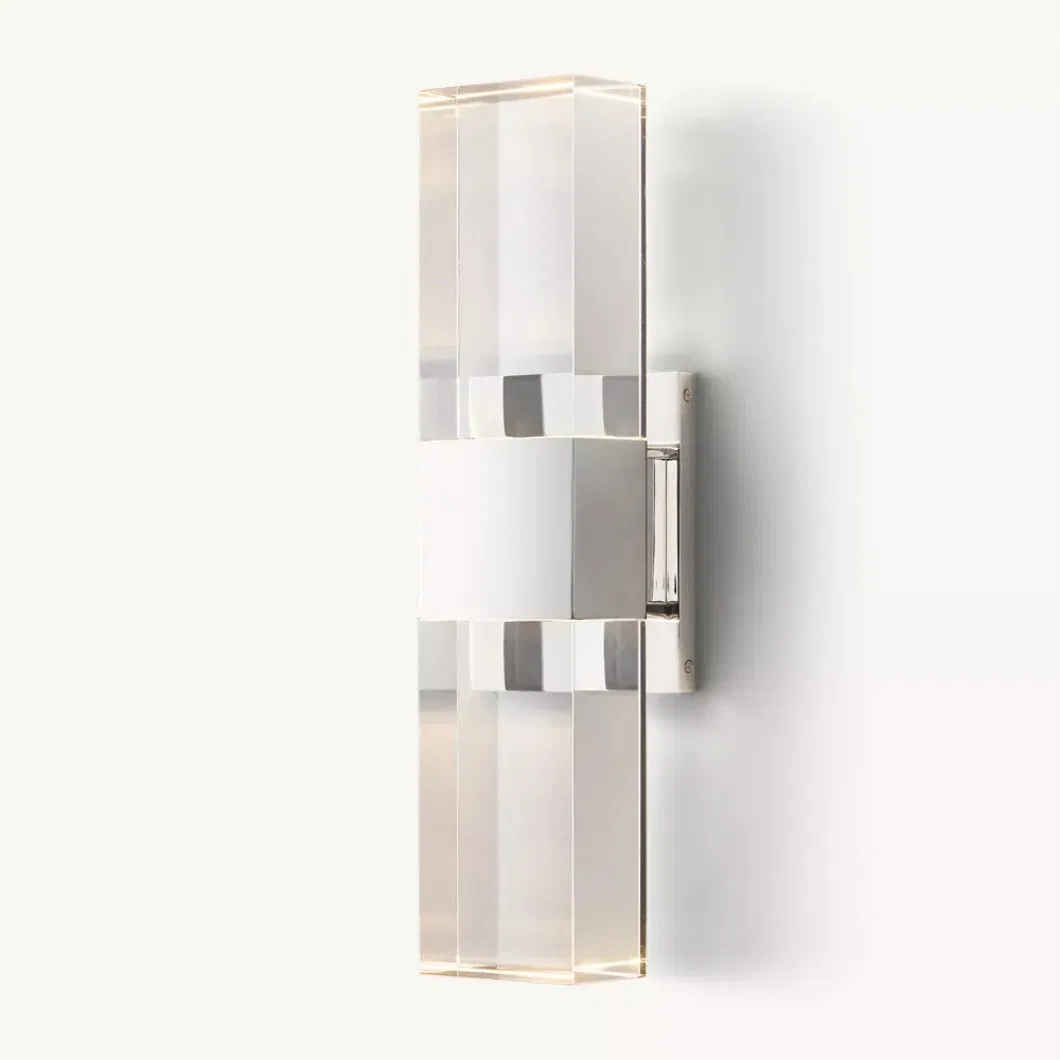 Modern Villa Wall Lighting Rectangular Solid Crystal Shade Serra Sconce