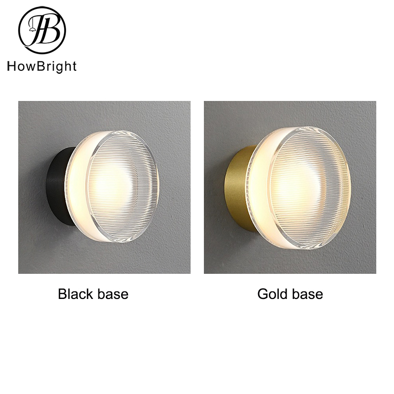 Minimalist Bedroom Bedside Wall Lamps Round Acrylic Sconce
