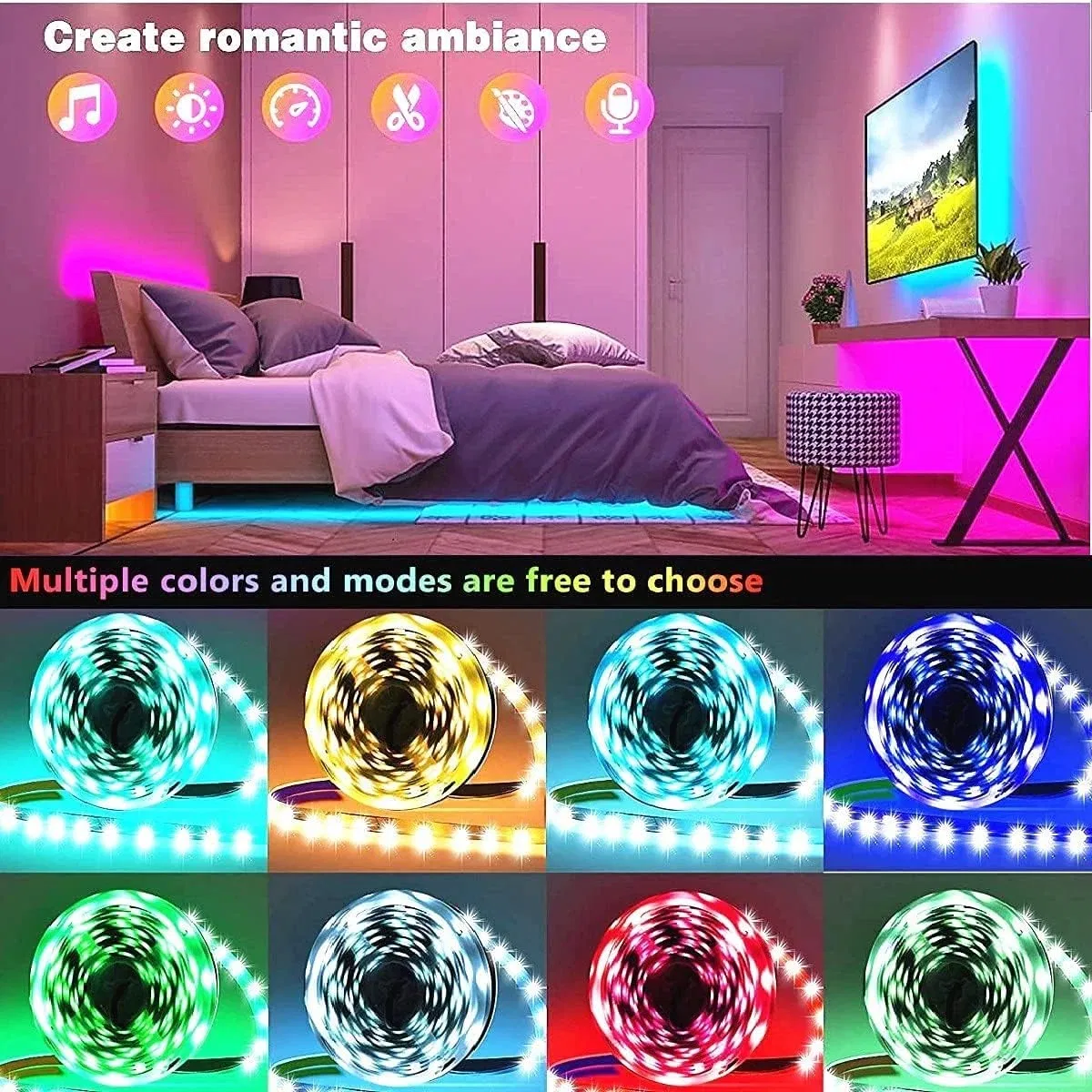 Holiday Light LED Strip APP or WiFi 12V Remote Controlled 5050 2835 RGB COB Smart Strip Light /LED Light Strip /LED Strip Light