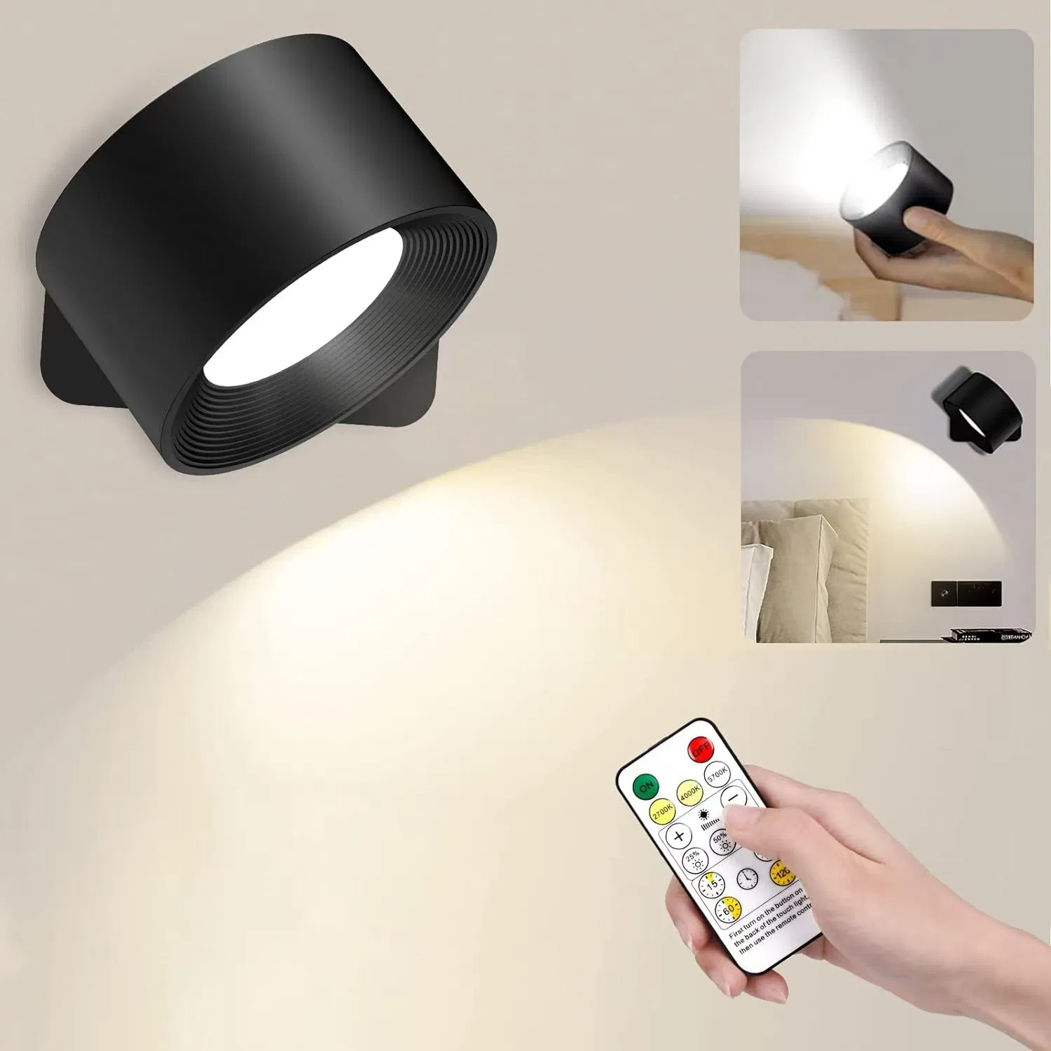 Multifunctional Magnetic Bracket Light Touch Dimmable Rechargeable Battery Operated Powered Reading Corner Wall Lamp