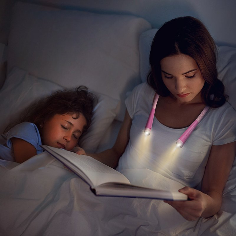 Long Lasting Dimmable Flexible LED Neck Light Rechargeable Neckband Reading Book Light Lamp for Reading in Bed