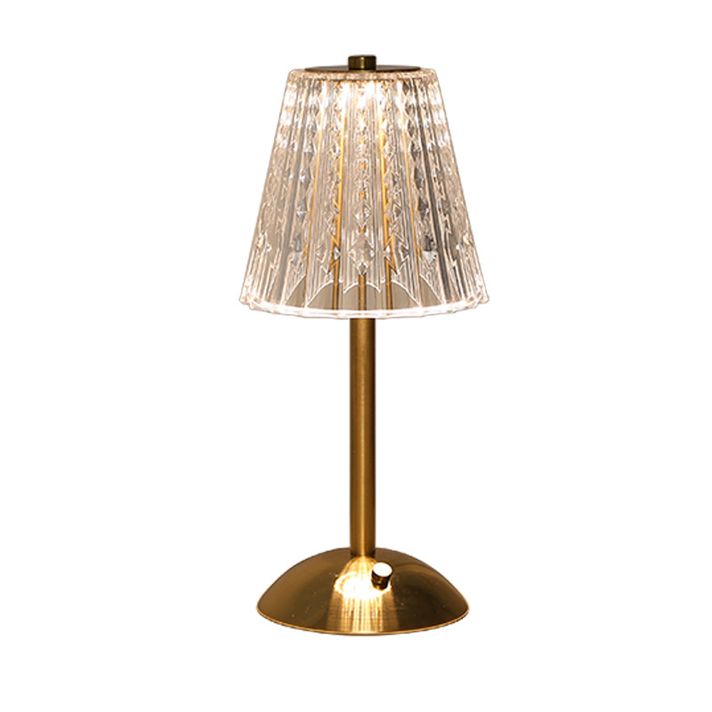 PMMA LED Metal Crystal Luxury Rechargeable Restaurant Decor Table Lamp