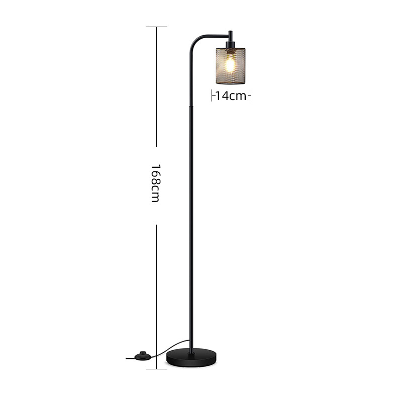 Floor Lamp Industrial Floor Lamp with Hanging Shade Black Farmhouse Indoor Pole Light Vintage Standing Tall Lighting for Living Room Bedroom