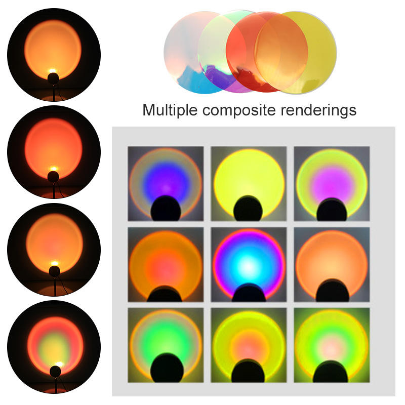 180 Degree Rotatable 16 Colors USB Interface Removable Floor Sunset Lamp