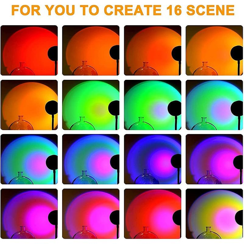 Sunset Lamp LED USB Rainbow Neon Night Light Projector Decorative Lighting for Photography Bedroom Home Room Decor Gift