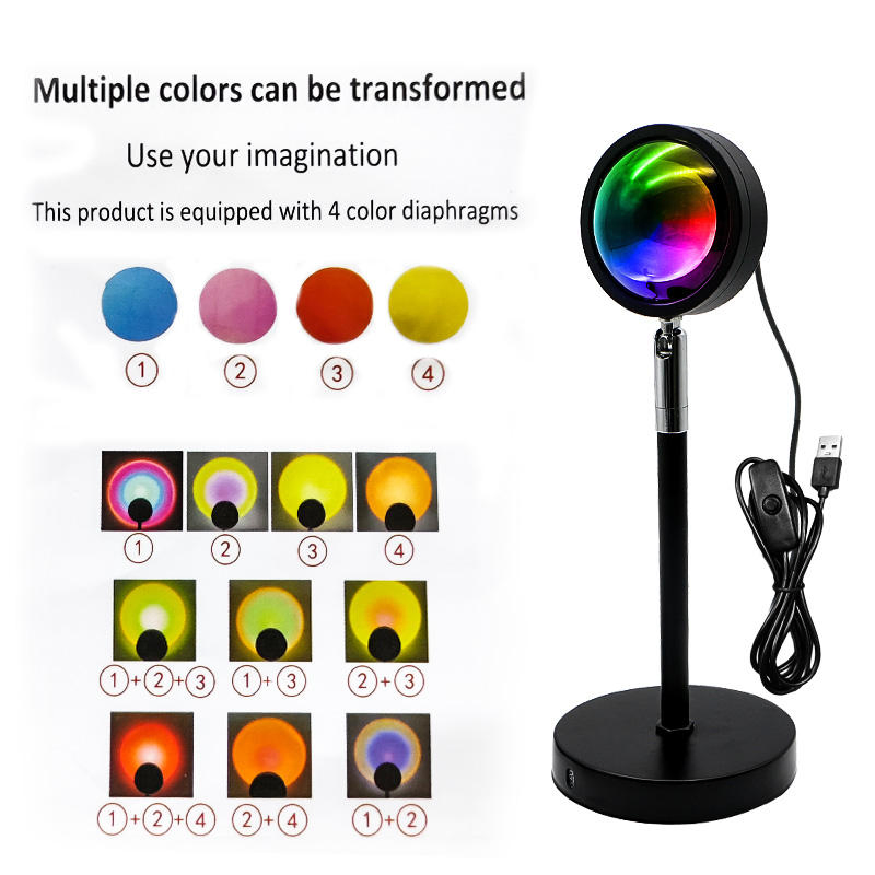 180 Degree Rotatable 16 Colors USB Interface Removable Floor Sunset Lamp