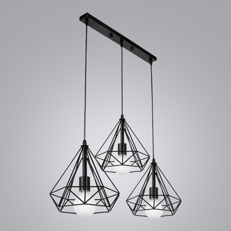 Retro Industrial Geometric Pendant Lights Iron Indoor Lighting Restaurant Coffer Black Pendant Light (WH-VP-61)