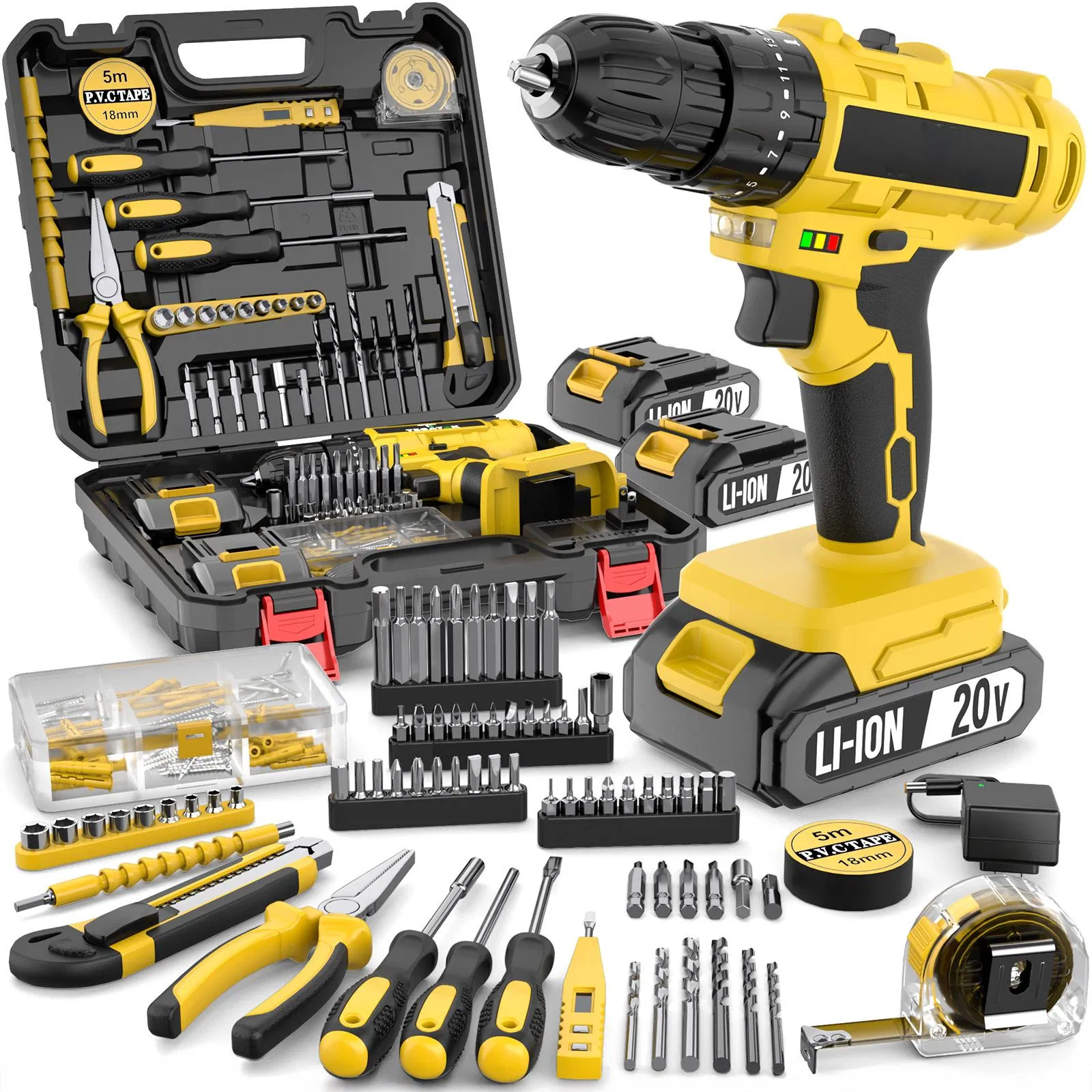 20V Cordless Impact Keyless Chuck Electric Screwdriver Set