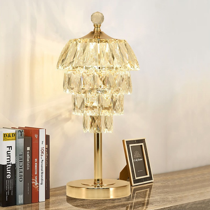 Modern Simple Light Luxury LED Bedroom Living Room Hotel Crystal Table Lamps Desk Lamp