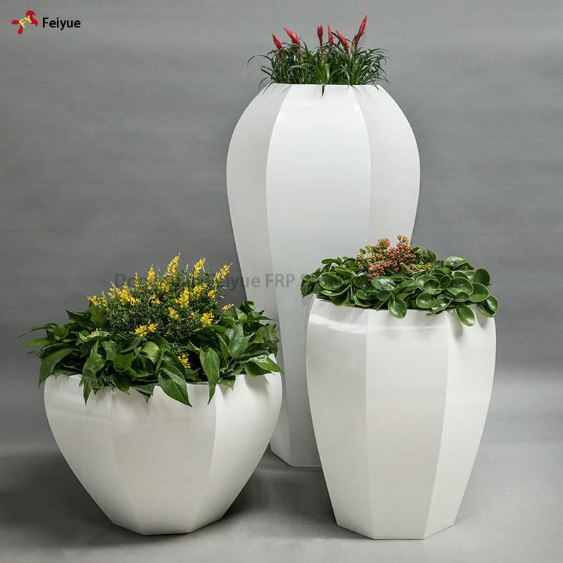 Balcony Outdoor Plastic Nursery Flower Pot Large Plant Fiberglass Garden Pots Planter