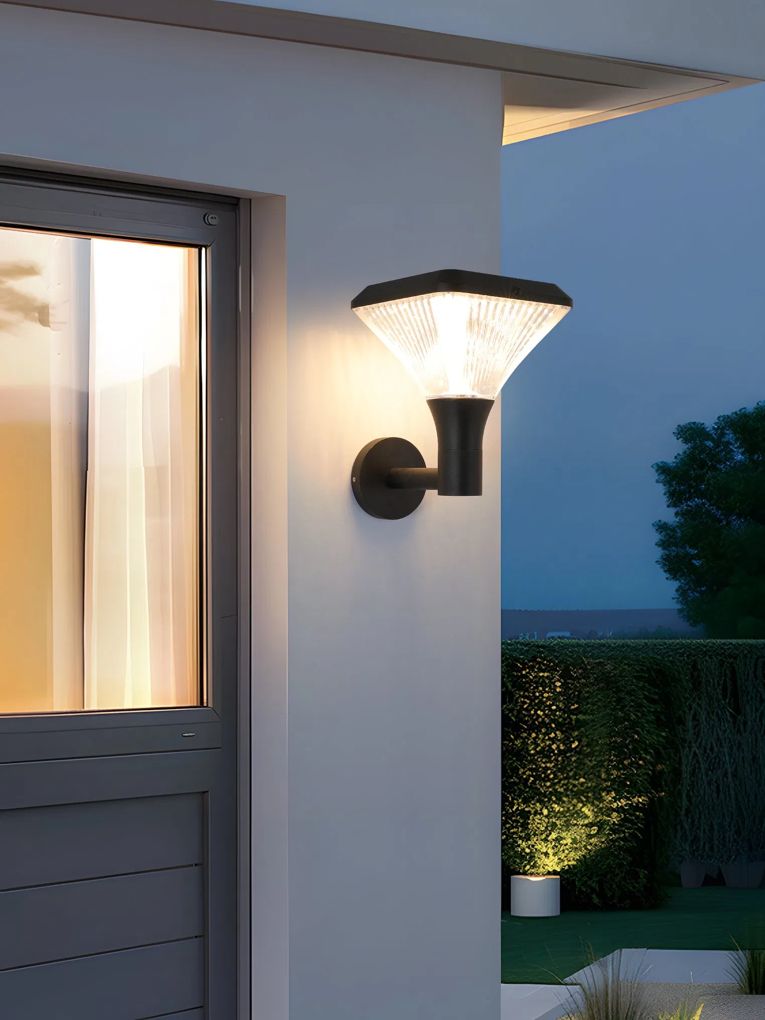 Modern Outdoor Exterior Linear Strip Wall Lamp Waterproof Garden Sconce LED Long Street Wall Light Solar Lamp Wall Lamp, Portable Wireless Street Lamp