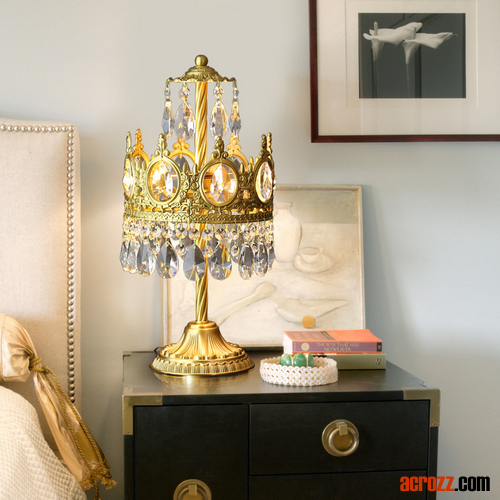 Copper Crystal Crown Table Lamp High-End Luxury Hotel Family Bedside Lamp Hotel Restaurant Bar Lighting