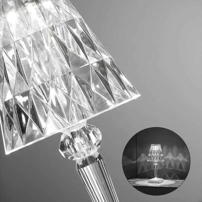 Luxury Crystal Vintage Rechargeable Cordless Table Decoration USB LED Crystal Table Lamp