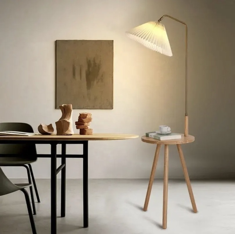 Industrial Vintage Wooden Floor Lamp for Living Room Coffee Table &amp; Bedroom Bedside