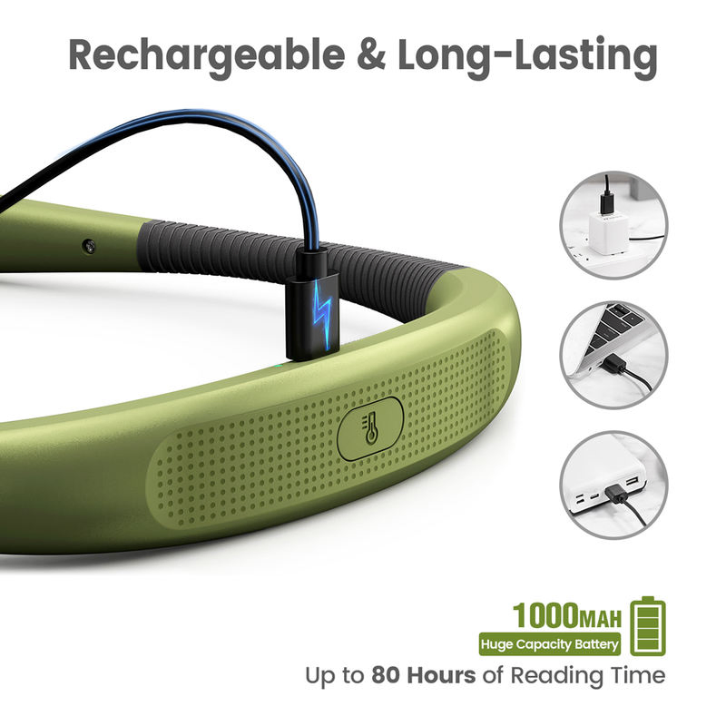 Long Lasting Dimmable Flexible LED Neck Light Rechargeable Neckband Reading Book Light Lamp for Reading in Bed