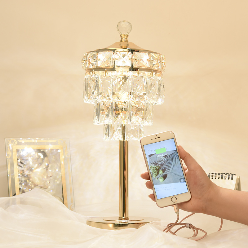 Modern Simple Light Luxury LED Bedroom Living Room Hotel Crystal Table Lamps Desk Lamp
