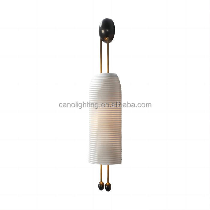 Minimalist Interior Decoration Wall Sconce Brass Ceramic Lampshade Wall Lamp Sconce